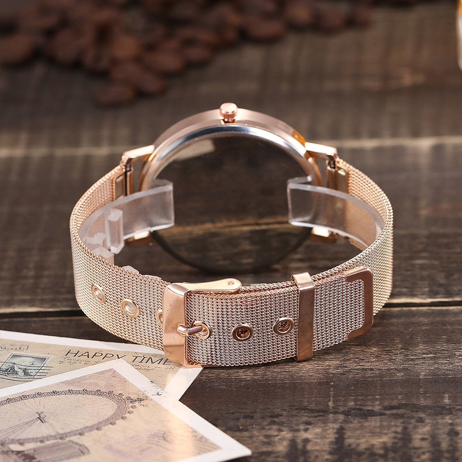 Vansvar Gold Sliver Mesh Stainless Steel Watches Women Top Brand Luxury Casual Clock Ladies Wrist Watch