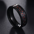 Titanium Steel Black Carbon Fiber Mens Cool Rings Red Blue Ring Anel Masculino Jewelry