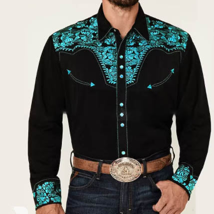 New Print Shirt Vintage Style Cardigan Polo Collar Mens Shirt Spring Autumn Daily Casual Shirt