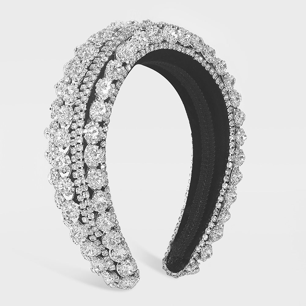 Full Crystal Luxury Rhinestones Headbands For Womens Headdress Sparkly Padded Diamond Jeweled Headband Hair Bands Party
