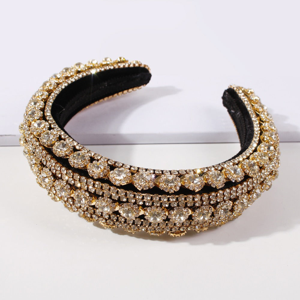 Full Crystal Luxury Rhinestones Headbands For Womens Headdress Sparkly Padded Diamond Jeweled Headband Hair Bands Party
